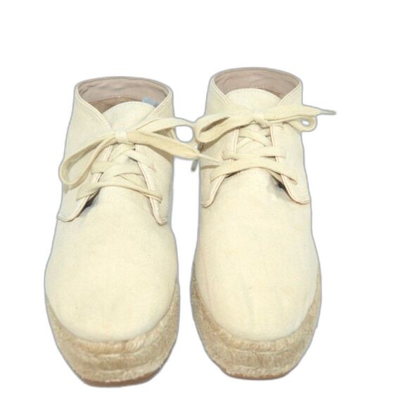 Tory Burch Rios Lace Up Cream Espadrille Booties boots Size 8 - Picture 2 of 13